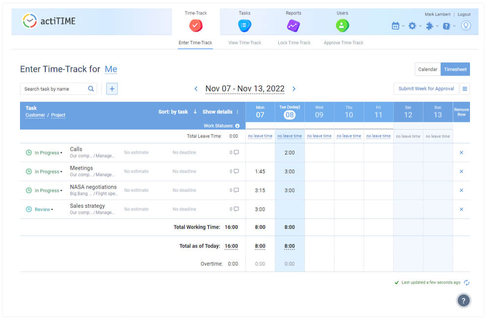 actitime free online timesheet