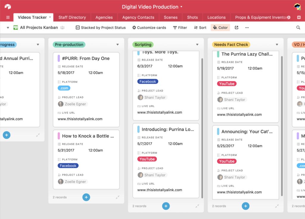 airtable desktop view, managing tasks