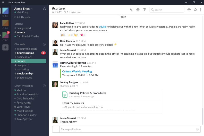 Slack chat