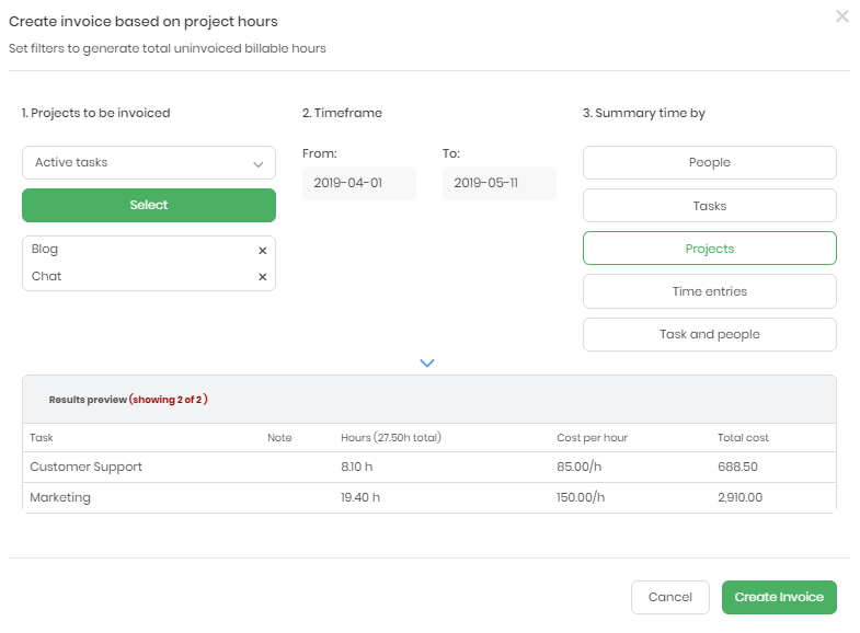 create invoice