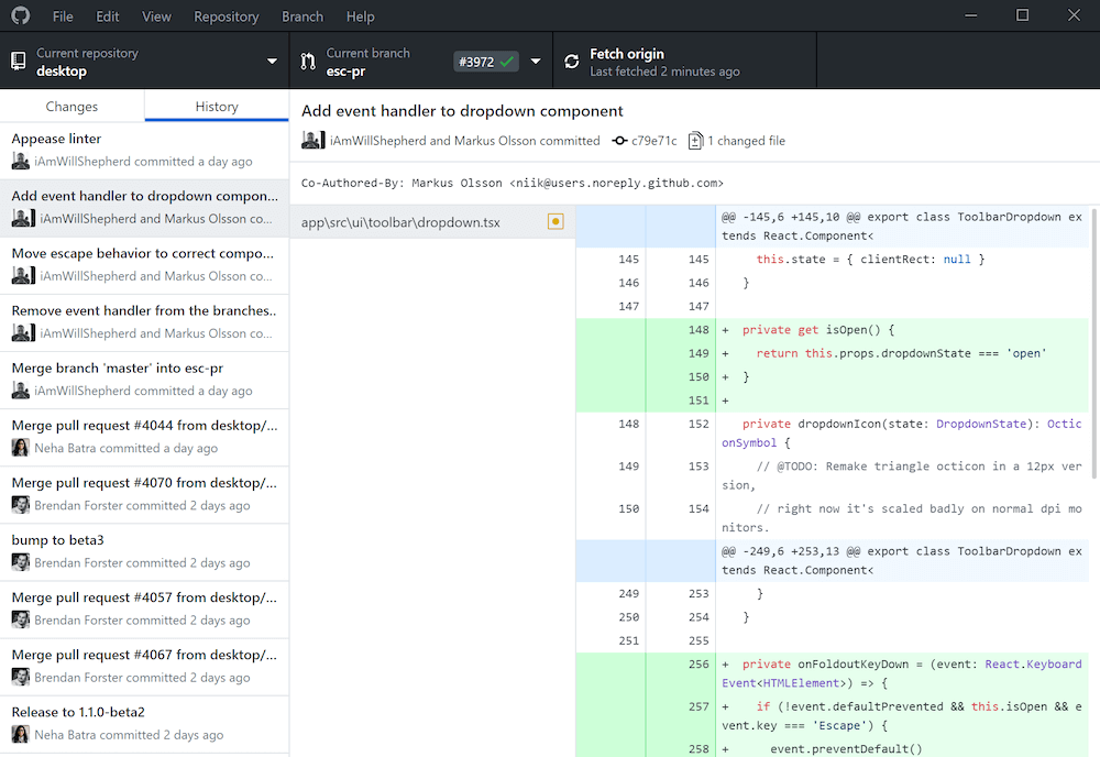 github desktop screenshot