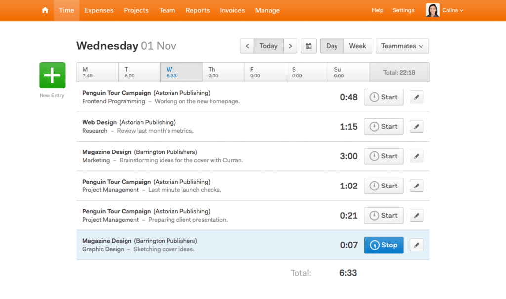 Harvest time tracking