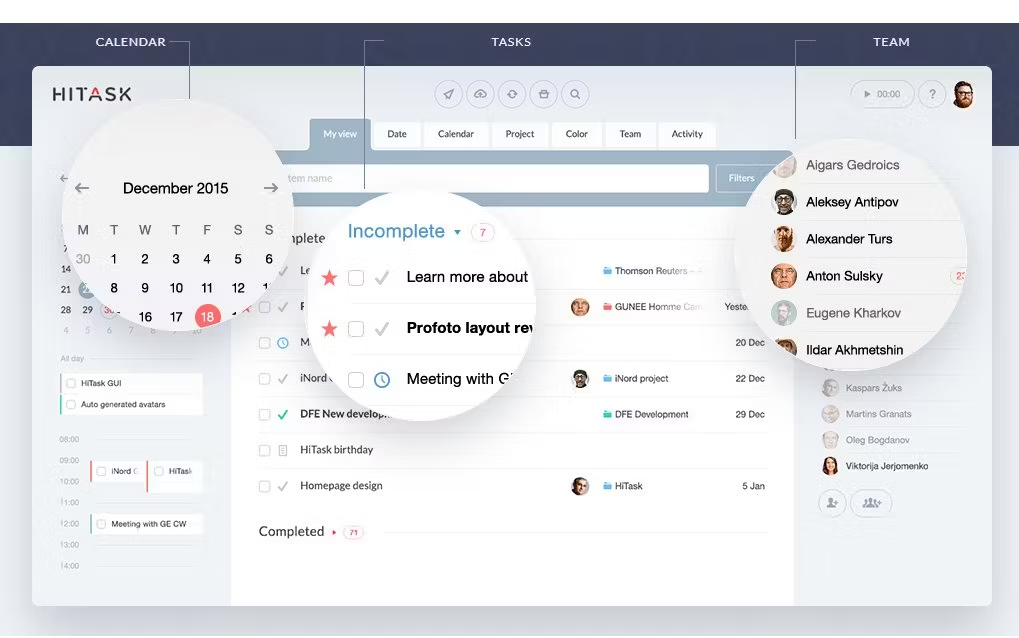 Hitask task management software