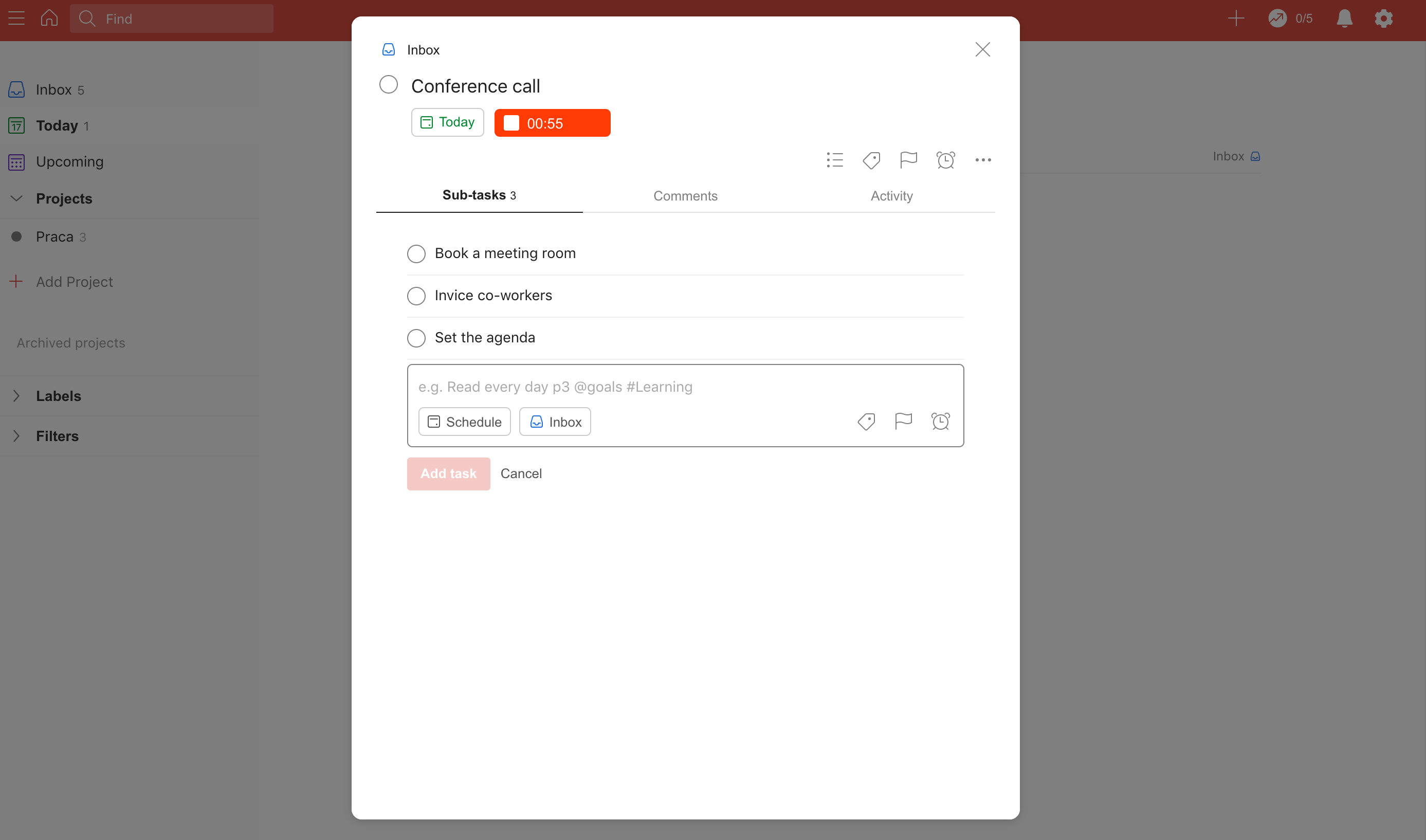 Todoist integration screenshot