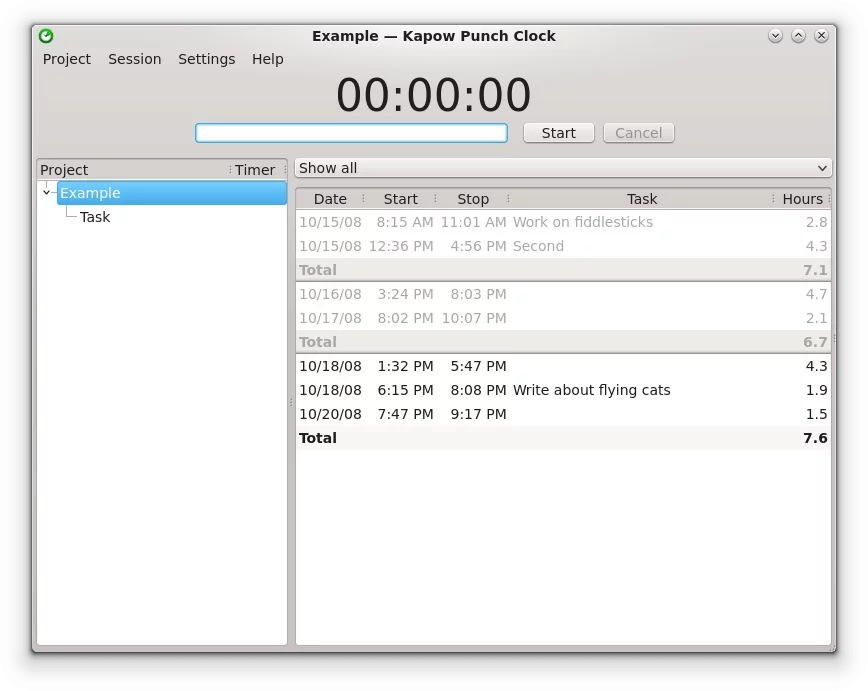 Kapowe open-source time tracker